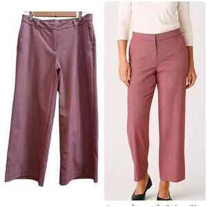 J Jill Red Houndstooth Print Size 8 Viscose Blend Wide Leg Pant 24.5 Inch Inseam